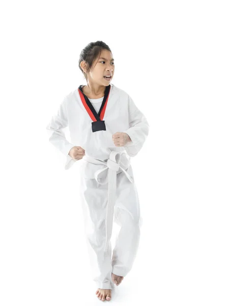 亚洲跆拳道女孩上与背景. — 图库照片