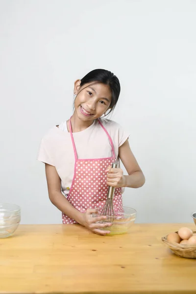 Asijská Dívka Příprava Pro Výrobu Chleba Nebo Pizzu Stylu Života — Stock fotografie