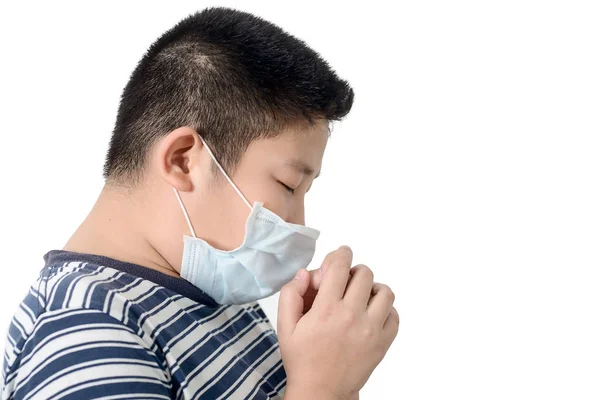 Asiatique Malade Jeune Preteen Garçon Avec Visage Masque Sur Garçon — Photo
