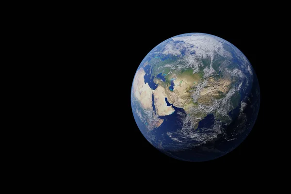 Planeta Tierra en el espacio exterior en el fondo de las estrellas de primer plano, 3D renderizado, Los elementos de esta imagen son proporcionados por la NASA —  Fotos de Stock