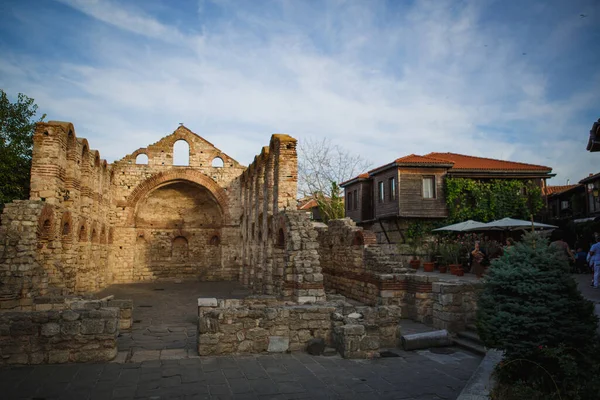 Bulgaria Nessebar Septiembre 2019 Antiguo Molino Madera Calles Piedra Casco — Foto de Stock