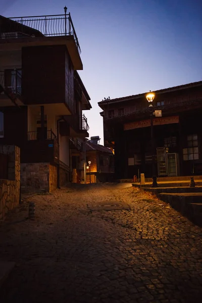 Dlážděné Ulice Staré Turistické Části Bulharska Typické Bulharské Domy Kamene — Stock fotografie