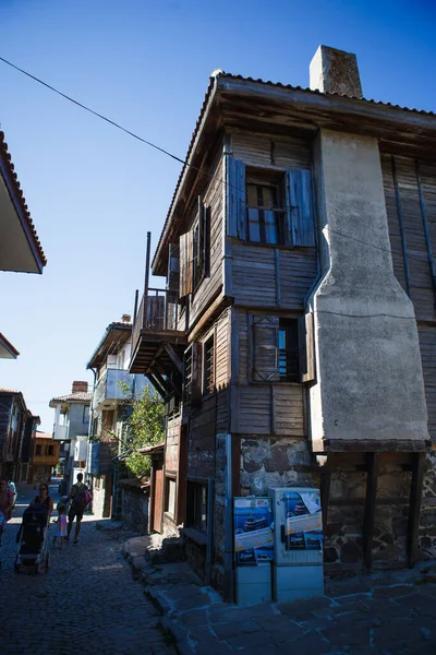 Ruas Paralelepípedos Parte Turística Velha Cidade Bulgária Casas Típicas Búlgaras — Fotografia de Stock