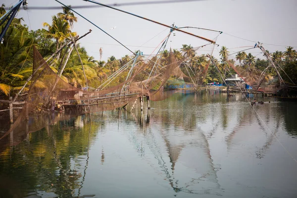 Çin Balık Ağları Kerala Nın Hint Kenti Kochi Turistik Bir — Stok fotoğraf