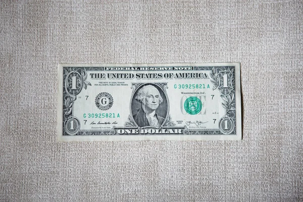 Nota Dólar Está Num Fundo Texturizado Bill Close Isolado — Fotografia de Stock