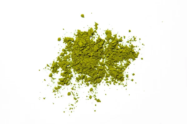 Grünes Pulver Aus Japanischem Matcha Tee Auf Einem Teller Isoliert — Stockfoto