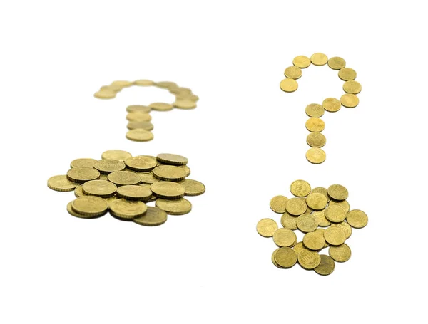 Otázka Skládá Cent Euromincí Izolované Bílém Pozadí Ořezovou Cestou — Stock fotografie