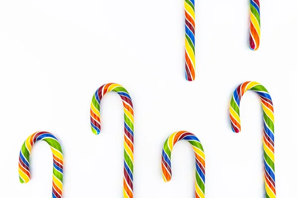 Background Made Colorful Candy Canes Isolated White Background — Stock Photo, Image