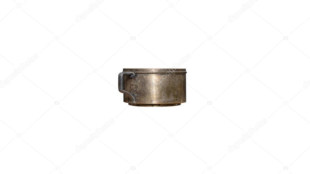An old copper pot, isolated on a white background with a clipping path.