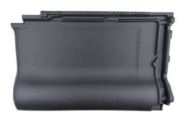 Antrakitte klasik seramik karo, kırpma yolu olan beyaz bir arkaplanda izole edilmiş, üst görünüm.