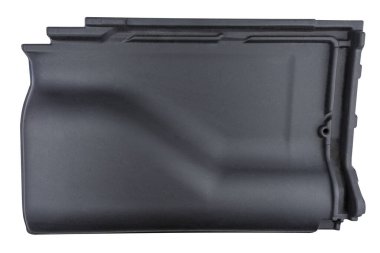 Antrakitte seramik havalandırma fayansı, kırpma yolu olan beyaz bir arkaplanda izole edilmiş, üst görünüm.