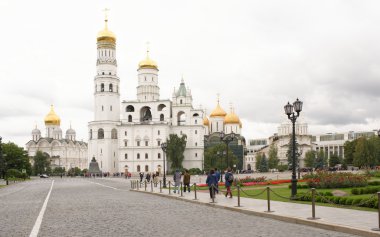  Katedralleri Kremlin.View. Turist turistik yerleri ziyaret