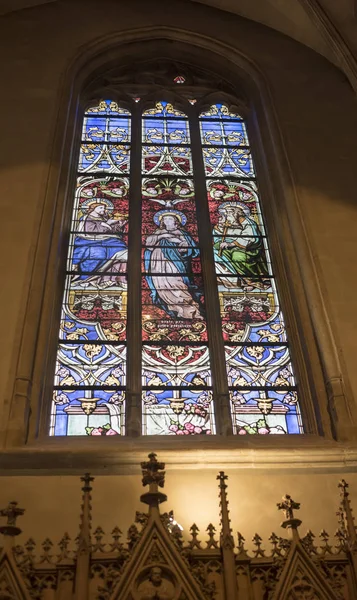 Notre-Dame de Chatnedral. Kleurrijke venster — Stockfoto