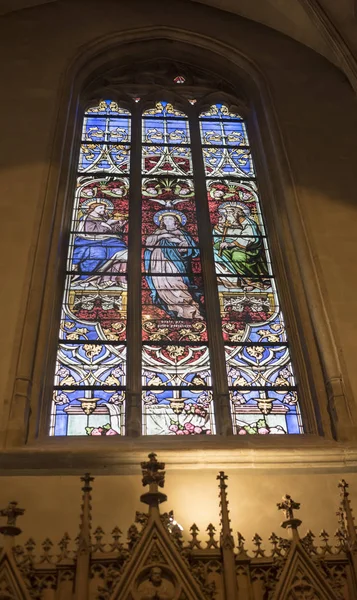 Chatnedral Notre-Dame. Barevné okno — Stock fotografie