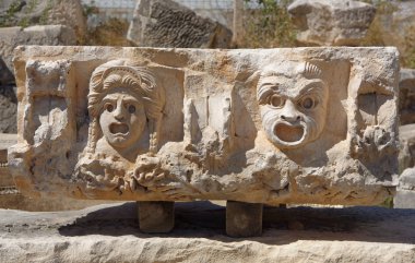  Tiyatro maskeleri Myra, kabartma heykel dondurma Roma t