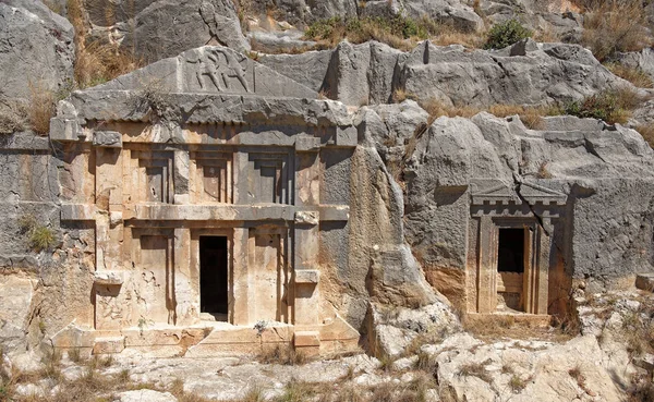 Майра був стародавніх грецьких міст в Lycia.The могилі висічених в т — стокове фото