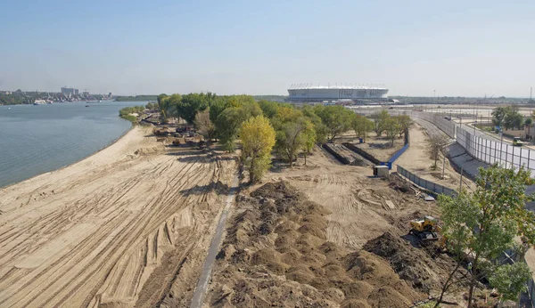Construção de uma nova praia para a Copa do Mundo FIFA 2018. — Fotografia de Stock