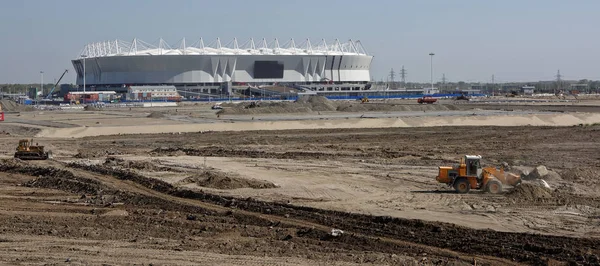 Construction of the territory near the stadium for the 2018 FI — Stock Photo, Image