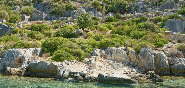 Kekova je ostrov, který pod vodou zachovává o ruiny — Stock fotografie