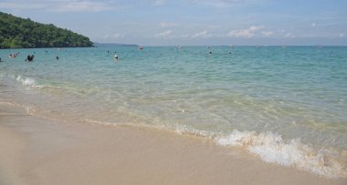  Sai Kaew Beach Sattahip-askeri Beach.People güneşlenmek ve yüzmek