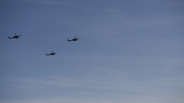 Rostov Don Rússia Maio 2018 Helicópteros Militares Voando Desfile Homenagem — Vídeo de Stock