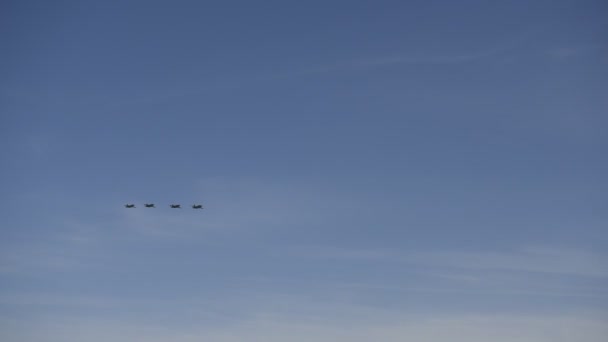 Rostov Don Rusia Mayo 2018 Aviones Militares Volando Desfile Honor — Vídeo de stock