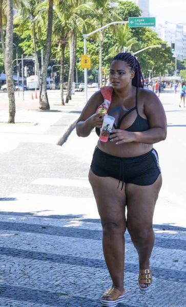 Rio Janeiro Brasil February 2020 Nice Girl Curvy Shape Avenida — Stock Photo, Image