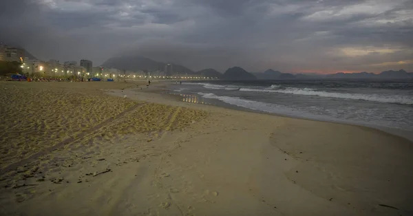 Wschód Słońca Plaży Copacabana Rio Janeiro Marzec 2020 — Zdjęcie stockowe