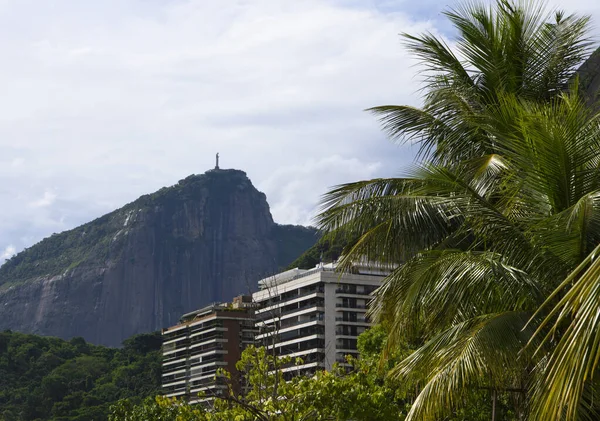 Rio Janeiro Brasil Şubat 2020 Rodrigo Freitas Lagününden Kurtarıcı Heykelinin — Stok fotoğraf