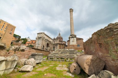Phokas, Roma Forumu, Roma, İtalya, sütun. Septimius Severus Arch sol tarafta görülebilir