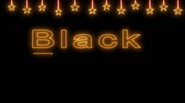 Kara Cuma 'da yıldızların arka planında altın harflerle Neon işareti