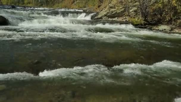 Rychlý průběh kypící horské řeky — Stock video