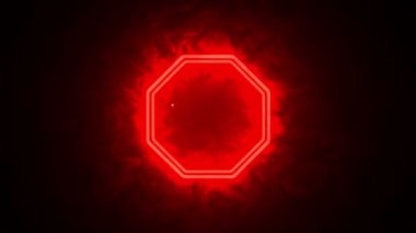 Siyah arkaplanda, virüsün kırmızı bir molekülü ve yazı arkaplanı doldurmayı durdurur..