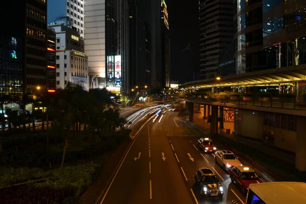 Night Światło szlak w Hong Kongu — Zdjęcie stockowe
