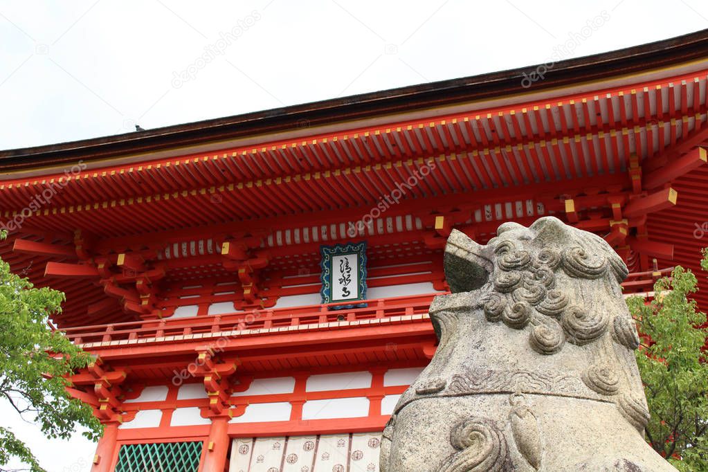 The statue in front of Kiyomizu-dera Temple in Kyoto, Japan