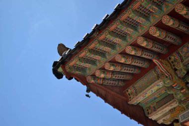 Kore Budist tapınağı balık süs detay. Pic 