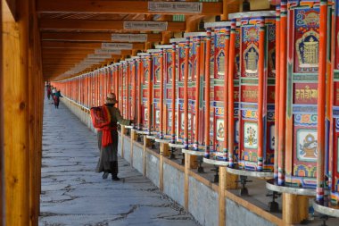 The life around Labrang in Xiahe, Amdo Tibet, China. Pilgrims ar clipart