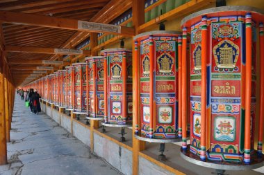 The life around Labrang in Xiahe, Amdo Tibet, China. Pilgrims ar clipart