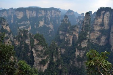 Kaya oluşumları Wulingyuan doğal çevresinde. Ne dramatik bir l