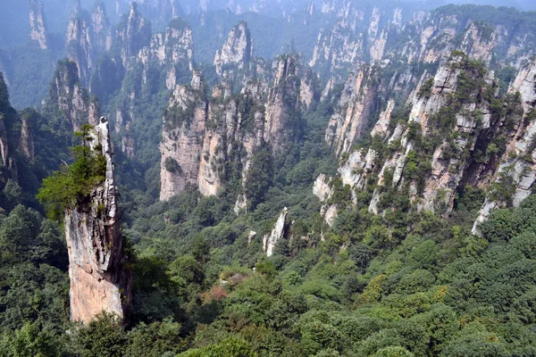 Felsformationen rund um das landschaftliche Gebiet von Wulingyuan. Was für ein dramatisches l — Stockfoto
