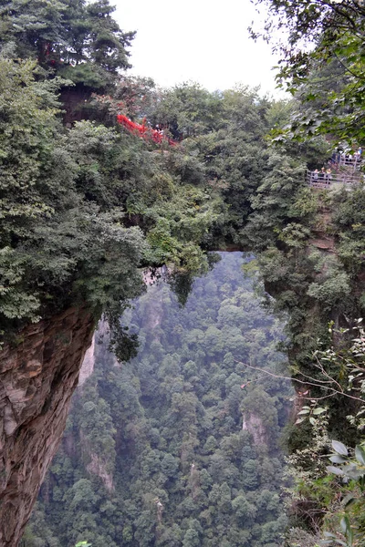 Wulingyuan doğal çevresinde doğal bir köprü — Stok fotoğraf