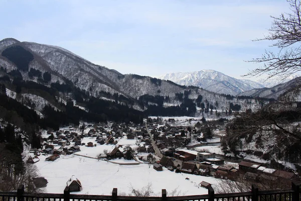 The lookout view of Shirakawa-go during winter in Japan — Stock Photo, Image