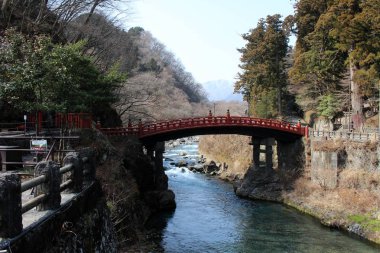 Toshogu Tapınağı giderken kırmızı köprü 