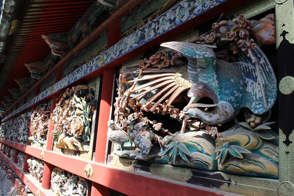 I dettagli delle sculture intorno al Tempio di Toshogu — Foto Stock