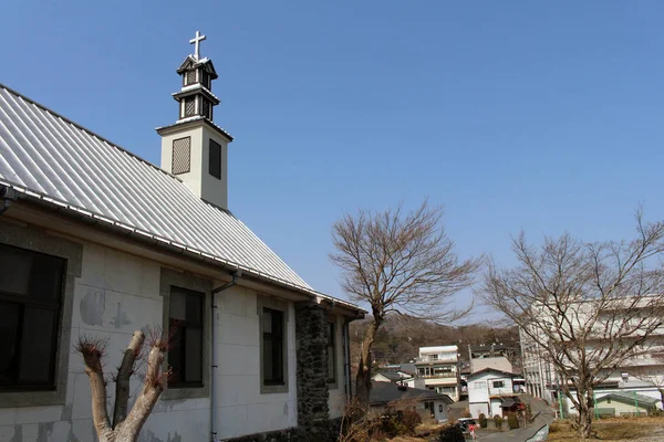 "Igreja Católica de Santo António em Nikko. Uma igreja de madeira simples — Fotografia de Stock