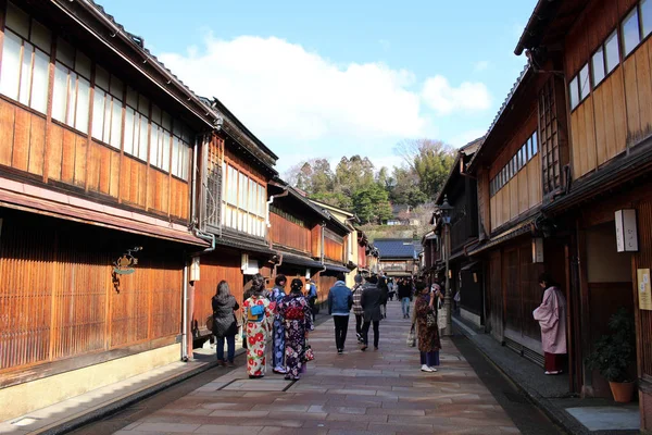 Higashi Chaya, una especie de casco antiguo de Kanazawa que también es popular — Foto de Stock