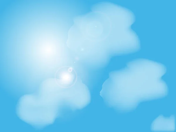 Bright Blue Sky Fluffy Clouds Background — Stock Vector