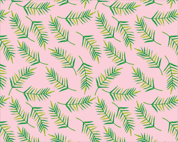 Акварель тропических пальмовых листьев бесшовный узор. Векторная иллюстрация — стоковый вектор