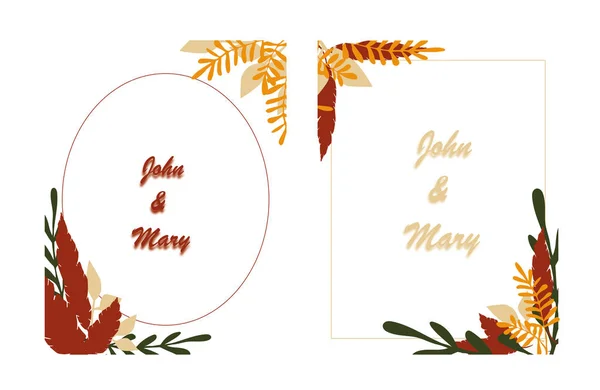 Ο φοίνικας αφήνει ευχετήρια κάρτα. τροπική γαμήλια πρόσκληση κάρτα, δώρο κάρτα — Διανυσματικό Αρχείο