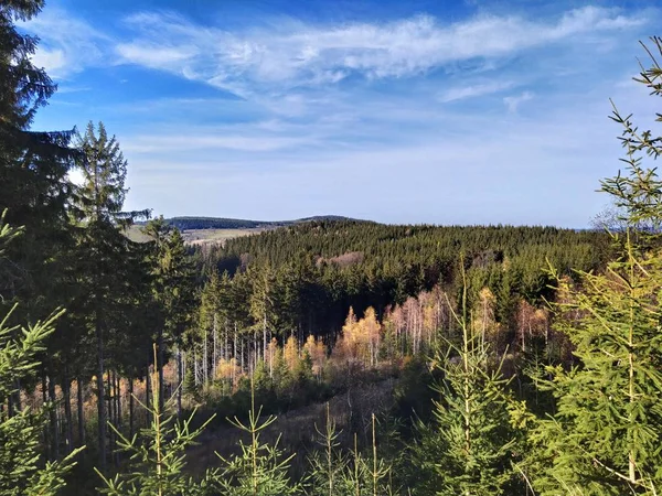 Bergzicht Met Bossen Rudawy Janowickie Landeshut Ridge Duits Landeshuter Kamm — Stockfoto